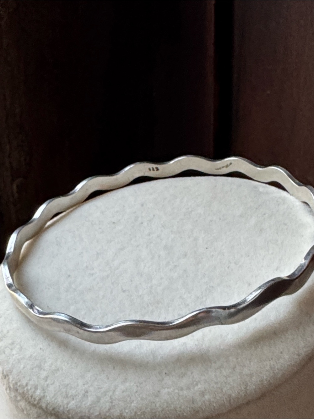 Vintage Sterling Silver Wavy Bangle Bracelet -